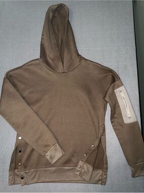 Brown Hooded Snap-Side Sweatshirt